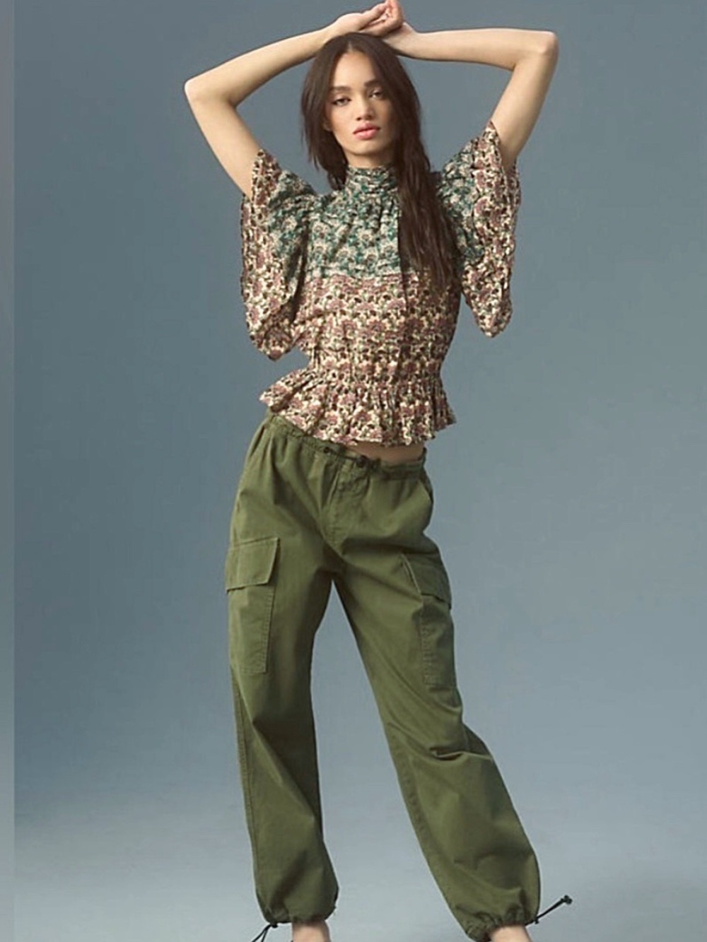Anthropologie Let Me Be High Neck Peasant Blouse